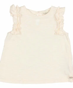 Organic Cotton Slub Frill Top Ecru Búho Fashion Baby