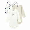 Organic Cotton Star Baby Bodysuits - Set of 3 White Petit Bateau Fashion Baby