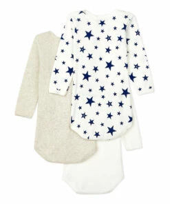 Organic Cotton Star Baby Bodysuits - Set of 3 White Petit Bateau Fashion Baby 5 Organic Cotton Star Baby Bodysuits - Set of 3 White Petit Bateau Fashion Baby -Baby Tops Elegant Store organic cotton star baby bodysuits set of 3 white petit bateau fashion baby 2