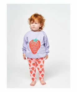 Organic Cotton Strawberry Baby Sweatshirt Mauve Bobo Choses Fashion Baby -Baby Tops Elegant Store organic cotton strawberry baby sweatshirt mauve bobo choses fashion baby 2