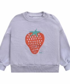 Organic Cotton Strawberry Baby Sweatshirt Mauve Bobo Choses Fashion Baby