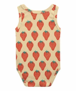Organic Cotton Strawberry Babygrow Pale yellow Bobo Choses Fashion Baby -Baby Tops Elegant Store organic cotton strawberry babygrow pale yellow bobo choses fashion baby 2
