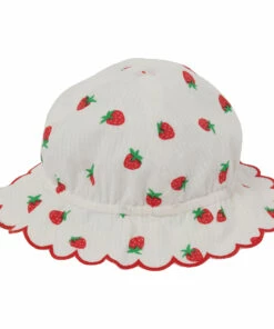 Organic Cotton Strawberry Bucket Hat White Stella McCartney Kids Fashion Baby