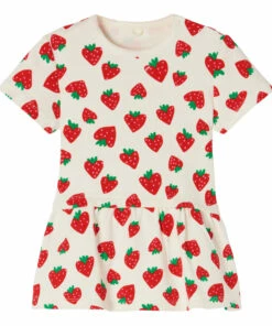 Organic Cotton Strawberry Frill Dress White Stella McCartney Kids Fashion Baby