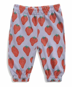 Organic Cotton Strawberry Joggers Mauve Bobo Choses Fashion Baby