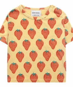 Organic Cotton Strawberry T-shirt Yellow Bobo Choses Fashion Baby, Children