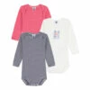 Organic Cotton Striped Baby Bodysuits - Set of 3 White Petit Bateau Fashion Baby, Children