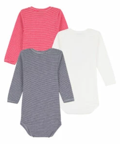 Organic Cotton Striped Baby Bodysuits - Set of 3 White Petit Bateau Fashion Baby, Children 5 Organic Cotton Striped Baby Bodysuits - Set of 3 White Petit Bateau Fashion Baby, Children -Baby Tops Elegant Store organic cotton striped baby bodysuits set of 3 white petit bateau fashion baby children 2