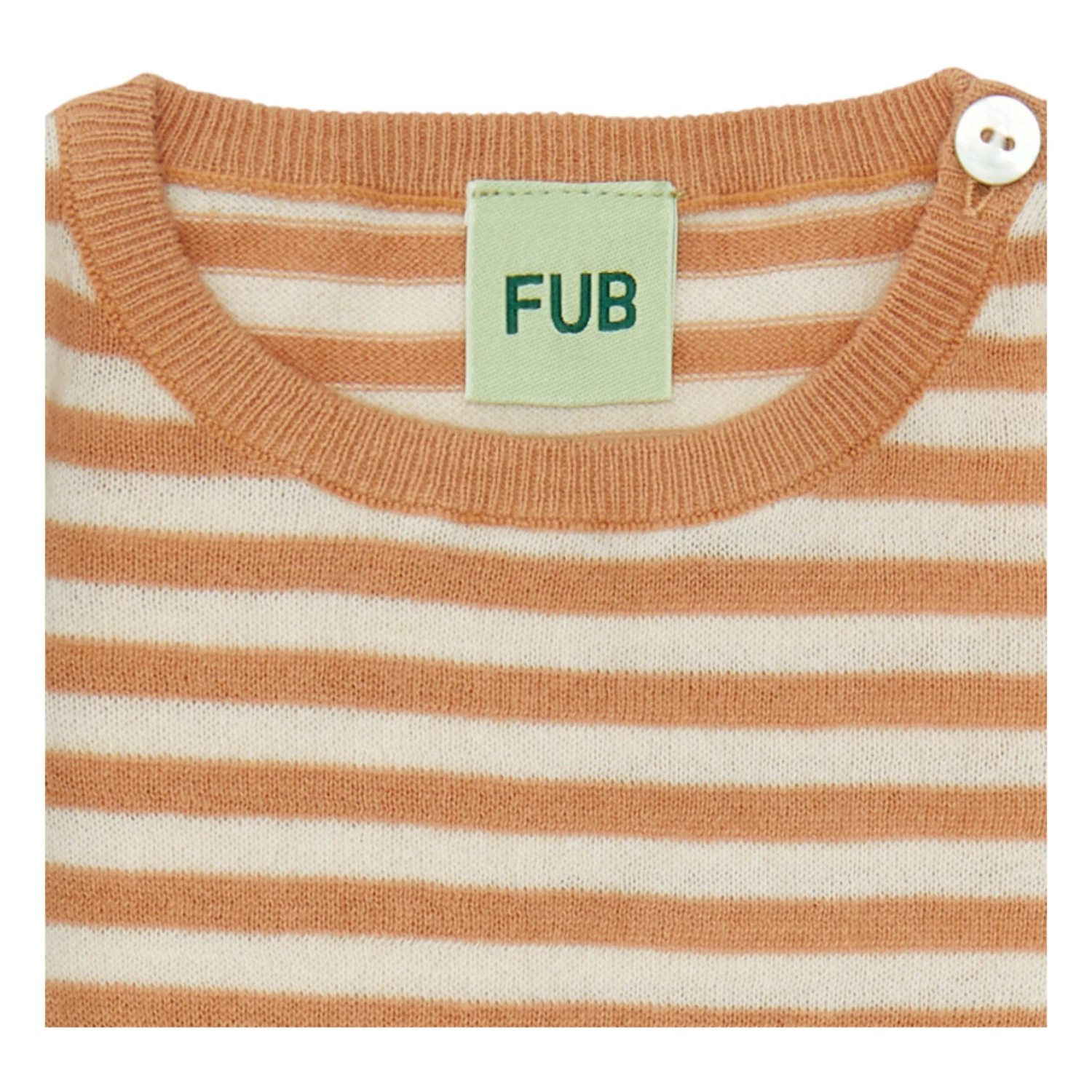 Organic Cotton Striped Babygrow Apricot FUB Fashion Baby 2 Organic Cotton Striped Babygrow Apricot FUB Fashion Baby - Image 2