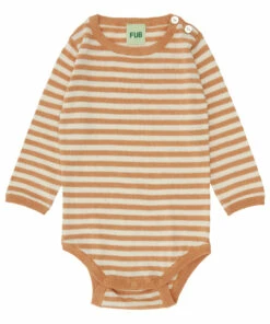 Organic Cotton Striped Babygrow Apricot FUB Fashion Baby