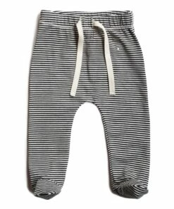 Organic Cotton Striped Footed Jogging Bottoms Grey Gray Label Fashion Baby