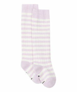 Organic Cotton Striped Long Socks Lilac Gray Label Fashion Baby, Children