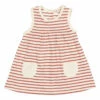 Organic Cotton Striped Pocket Dress Terracotta Búho Fashion Baby