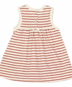 Organic Cotton Striped Pocket Dress Terracotta Búho Fashion Baby -Baby Tops Elegant Store organic cotton striped pocket dress terracotta b uacute ho fashion baby 2