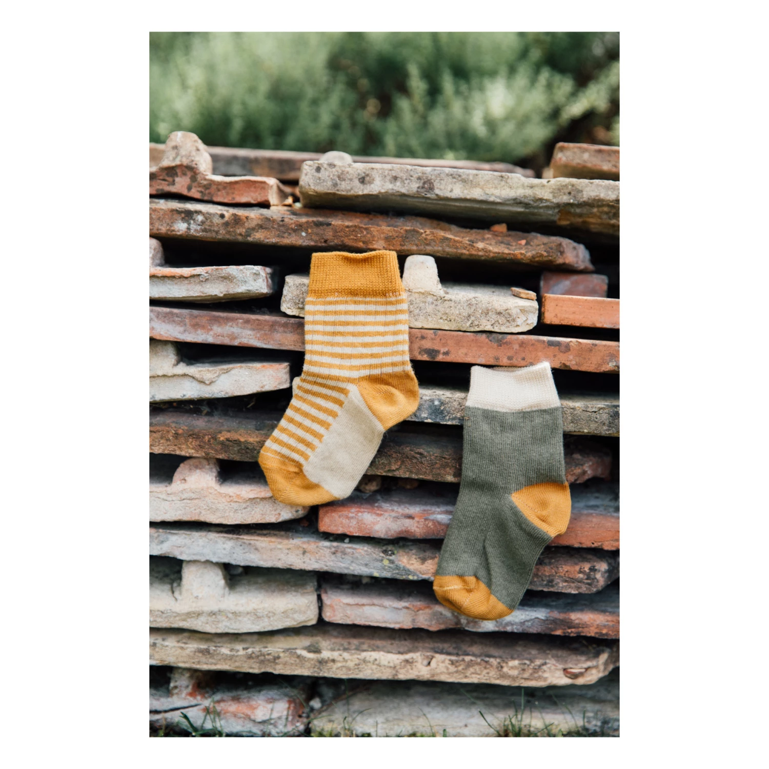 Organic Cotton Striped Socks Ochre Matona Fashion Baby, Children 2 Organic Cotton Striped Socks Ochre Matona Fashion Baby, Children - Image 2