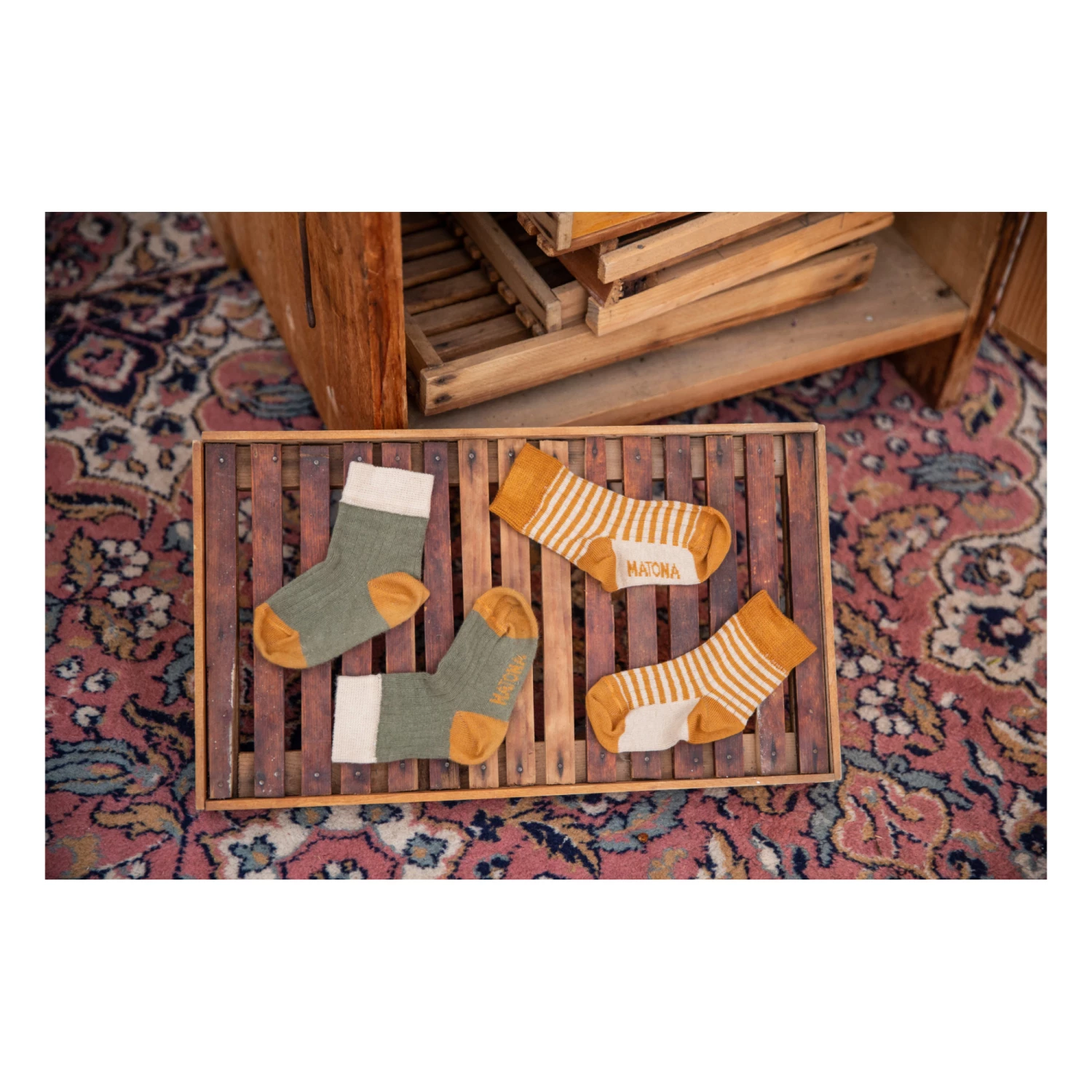 Organic Cotton Striped Socks Ochre Matona Fashion Baby, Children 4 Organic Cotton Striped Socks Ochre Matona Fashion Baby, Children - Image 4