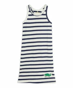 Organic Cotton Striped Tank Top Dress Navy blue Mini Rodini Fashion Baby, Children