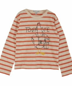 Organic Cotton Striped Tourist T-shirt Orange Emile et Ida Fashion Baby, Children