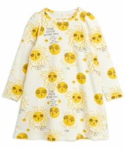Organic Cotton Sun Dress Ecru Mini Rodini Fashion Baby, Children