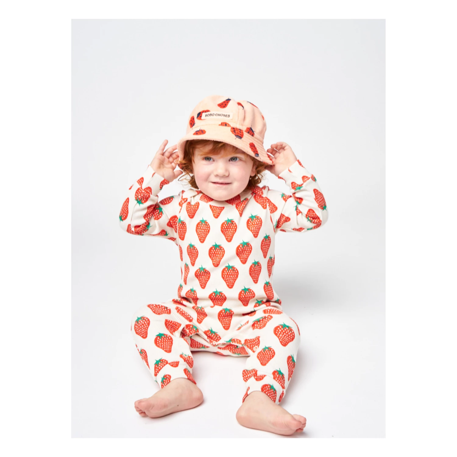 Organic Cotton Terry Cloth Ladybird Hat Peach Bobo Choses Fashion Baby 2 Organic Cotton Terry Cloth Ladybird Hat Peach Bobo Choses Fashion Baby - Image 2