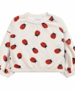 Organic Cotton Terry Cloth Ladybird Sweatshirt Ecru Bobo Choses Fashion Baby
