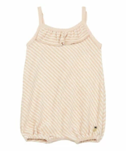 Organic Cotton Terry Cloth Striped Romper Pale pink Emile et Ida Fashion Baby