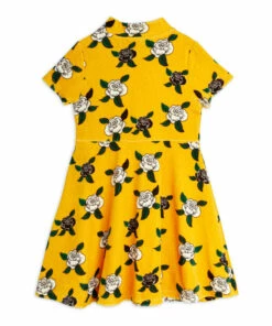 Organic Cotton Velour Flower Dress Yellow Mini Rodini Fashion Baby, Children -Baby Tops Elegant Store organic cotton velour flower dress yellow mini rodini fashion baby children 3