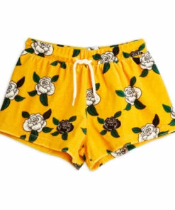 Organic Cotton Velour Rose Shorts Yellow Mini Rodini Fashion Baby, Children