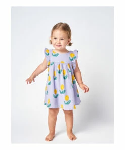 Organic Cotton Waffle Flower Dress Mauve Bobo Choses Fashion Baby -Baby Tops Elegant Store organic cotton waffle flower dress mauve bobo choses fashion baby 2