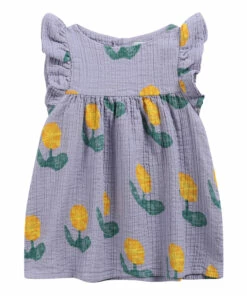 Organic Cotton Waffle Flower Dress Mauve Bobo Choses Fashion Baby