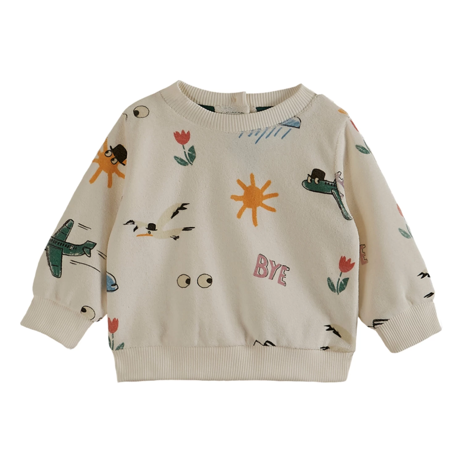Organic Cotton Weather Sweatshirt Ecru Emile et Ida Fashion Baby, Children 2 Organic Cotton Weather Sweatshirt Ecru Emile et Ida Fashion Baby, Children - Image 2