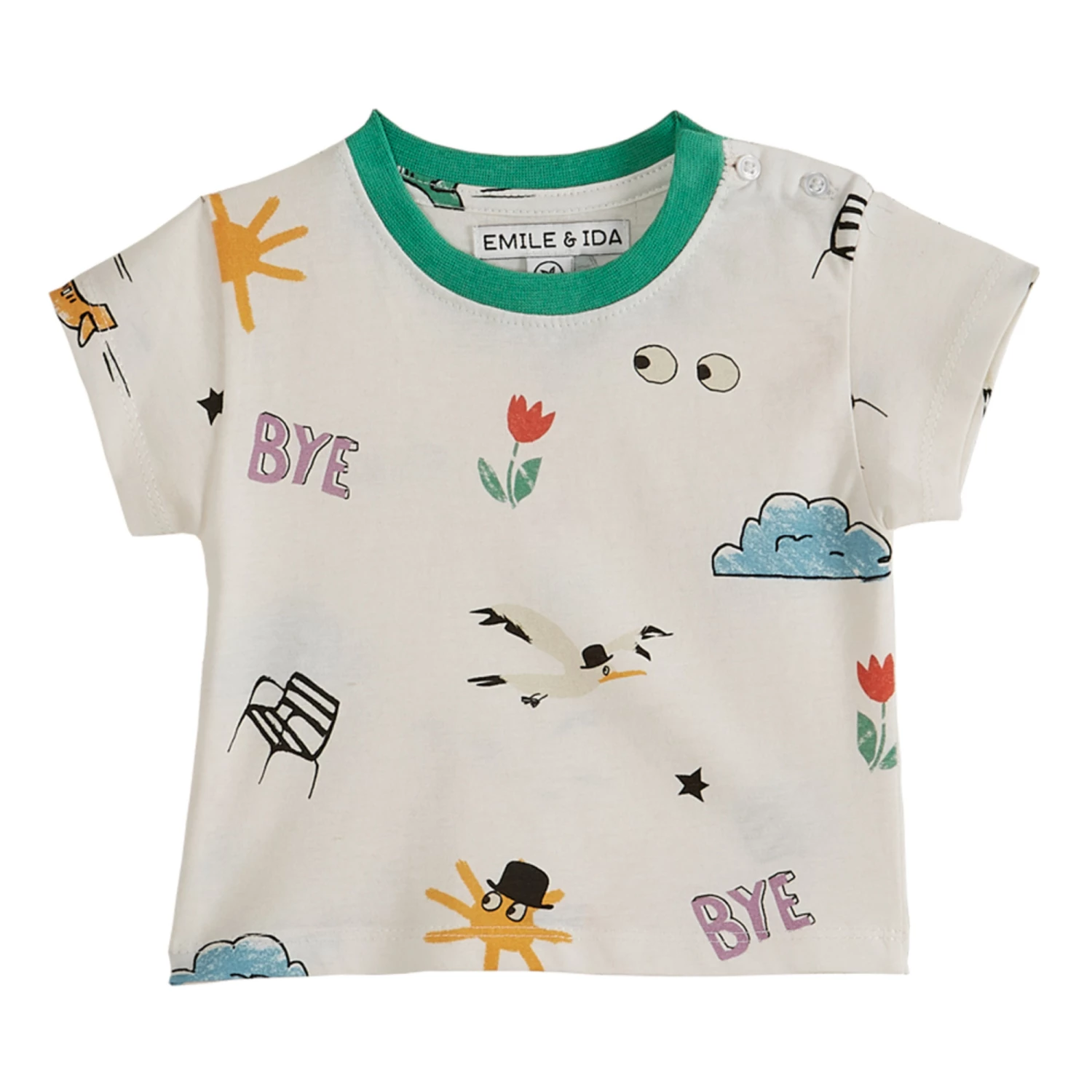 Organic Cotton Weather T-shirt Ecru Emile et Ida Fashion Baby, Children 2 Organic Cotton Weather T-shirt Ecru Emile et Ida Fashion Baby, Children - Image 2
