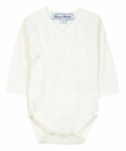 Organic Cotton Wrap Over Babygrow Ecru Tartine et Chocolat Fashion Baby