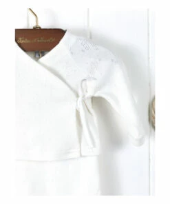 Organic Cotton Wrap Over Cardigan & Footed Leggings Set Ecru Tartine et Chocolat Fashion Baby -Baby Tops Elegant Store organic cotton wrap over cardigan footed leggings set ecru tartine et chocolat fashion baby 1