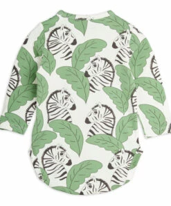 Organic Cotton Zebra Baby Bodysuit Green Mini Rodini Fashion Baby -Baby Tops Elegant Store organic cotton zebra baby bodysuit green mini rodini fashion baby 2