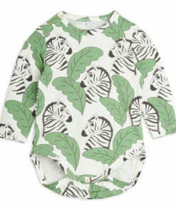 Organic Cotton Zebra Baby Bodysuit Green Mini Rodini Fashion Baby