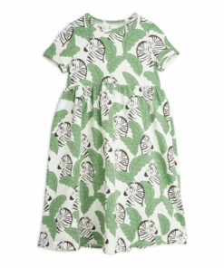 Organic Cotton Zebra Maxi Dress Green Mini Rodini Fashion Baby, Children