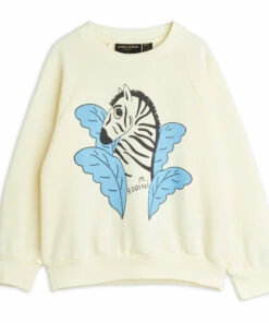 Organic Cotton Zebra Sweatshirt Ecru Mini Rodini Fashion Baby, Children