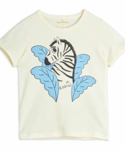 Organic Cotton Zebra T-shirt Ecru Mini Rodini Fashion Baby, Children