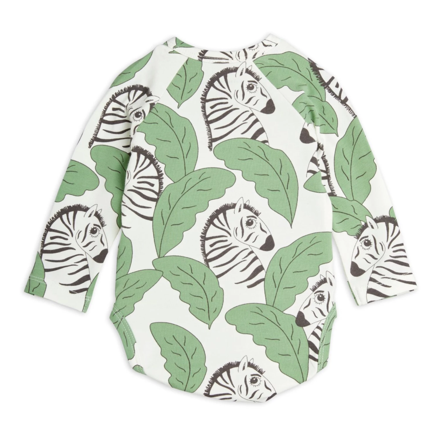 Organic Cotton Zebra Wrapover Baby Bodysuit Green Mini Rodini Fashion Baby 3 Organic Cotton Zebra Wrapover Baby Bodysuit Green Mini Rodini Fashion Baby - Image 3