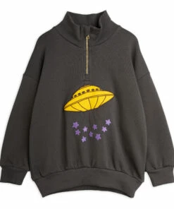 Organic Cotton Zip Sweatshirt Black Mini Rodini Fashion Baby, Children