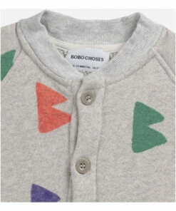 Organic Fleece Cardigan Heather grey Bobo Choses Fashion Baby -Baby Tops Elegant Store organic fleece cardigan heather grey bobo choses fashion baby 2