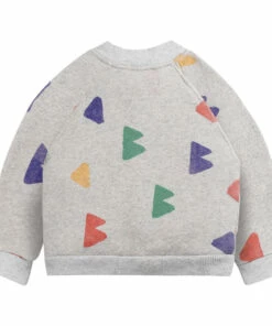 Organic Fleece Cardigan Heather grey Bobo Choses Fashion Baby -Baby Tops Elegant Store organic fleece cardigan heather grey bobo choses fashion baby 3