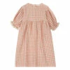 Palmyre Gingham Cotton Muslin Dress Pink Marlot Paris Fashion Baby, Children