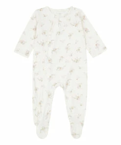 Pansies Organic Cotton Babygrow Pale pink Bonjour Little Fashion Baby