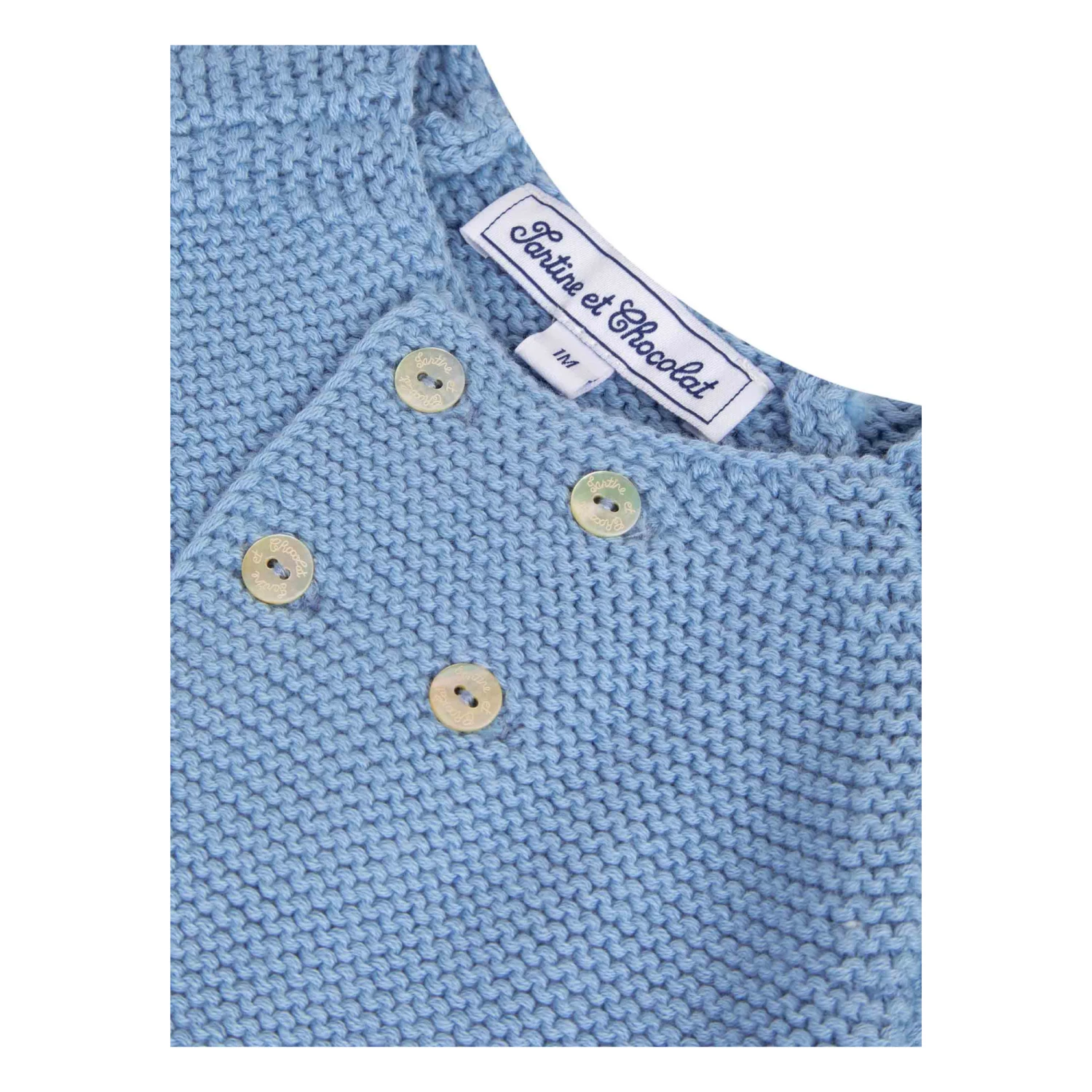 Pima Cotton Cardigan Blue Tartine et Chocolat Fashion Baby 2 Pima Cotton Cardigan Blue Tartine et Chocolat Fashion Baby - Image 2