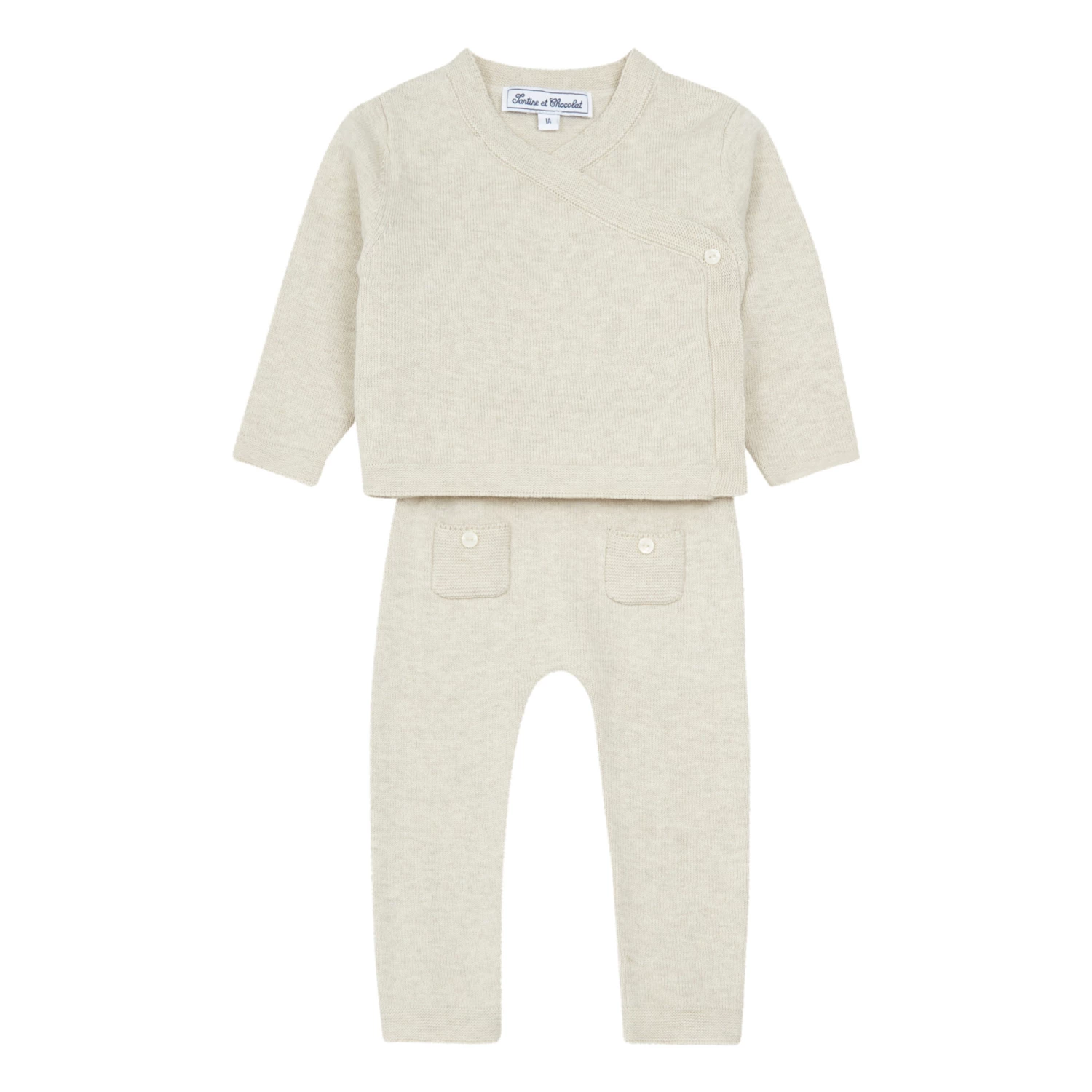 Pima Cotton Jumper + Trousers Beige Tartine et Chocolat Fashion Baby 1 Pima Cotton Jumper + Trousers Beige Tartine et Chocolat Fashion Baby