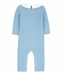 Pima Cotton Knitted Jumpsuit Blue Tartine et Chocolat Fashion Baby -Baby Tops Elegant Store pima cotton knitted jumpsuit blue tartine et chocolat fashion baby 2