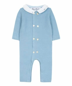 Pima Cotton Knitted Jumpsuit Blue Tartine et Chocolat Fashion Baby