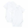 Plain Organic Cotton Baby Bodysuits - Set of 2 White Petit Bateau Fashion Baby